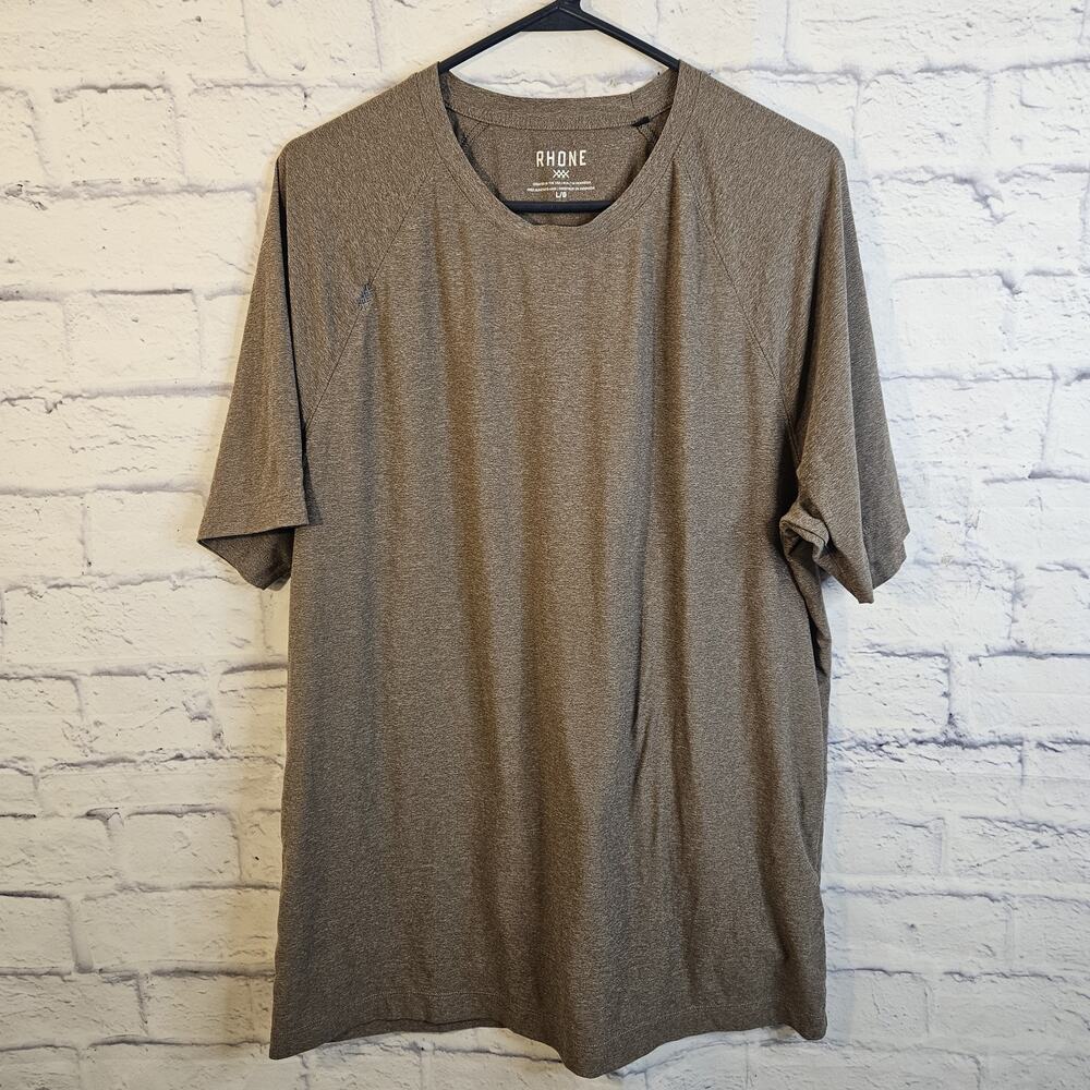 Rhone Mens Athetic Shirt Large Taupe Short Sleeve